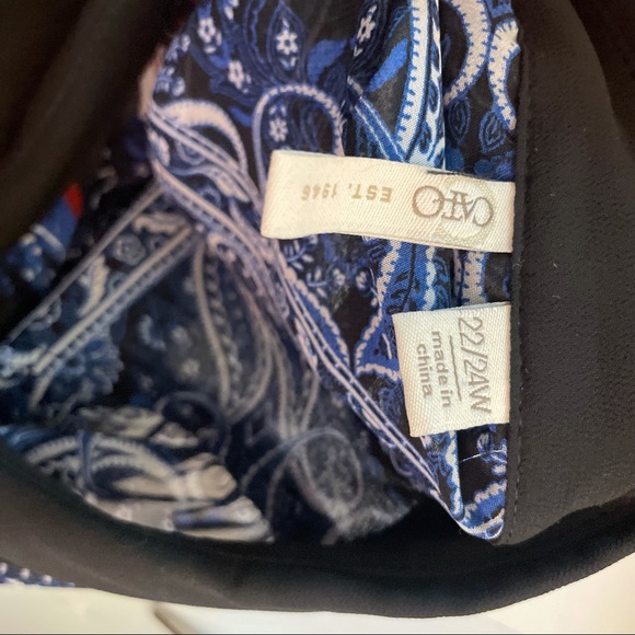 Cato Blue Red Bandana Tribal Aztec Sheer Button Up Top - Picture 7 of 9